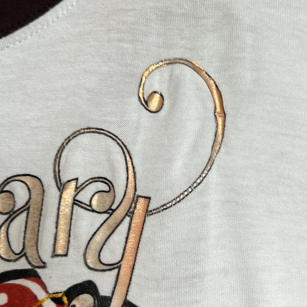 Ginger Mary African Print T-Shirt Women’s 8 / Medium White Brown Orange Stitches - Picture 5 of 9